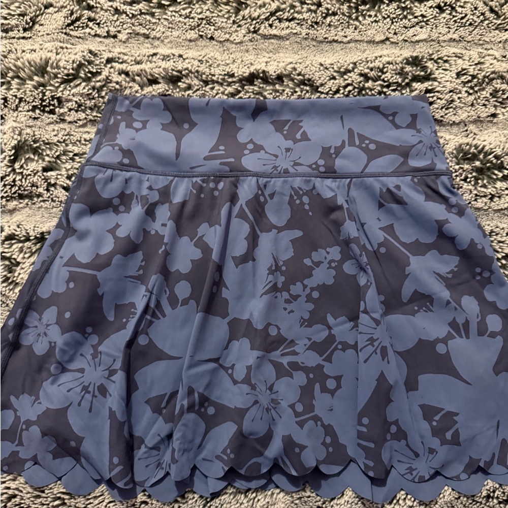 Aerie Scallop Hem Blue Skort